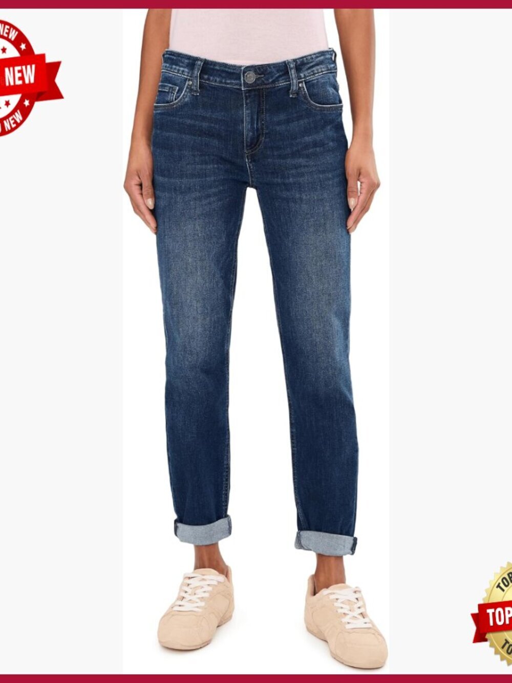 Boyfriend Jeans Relaxed Fit Mid Rise Tapered Leg Stretch Denim
